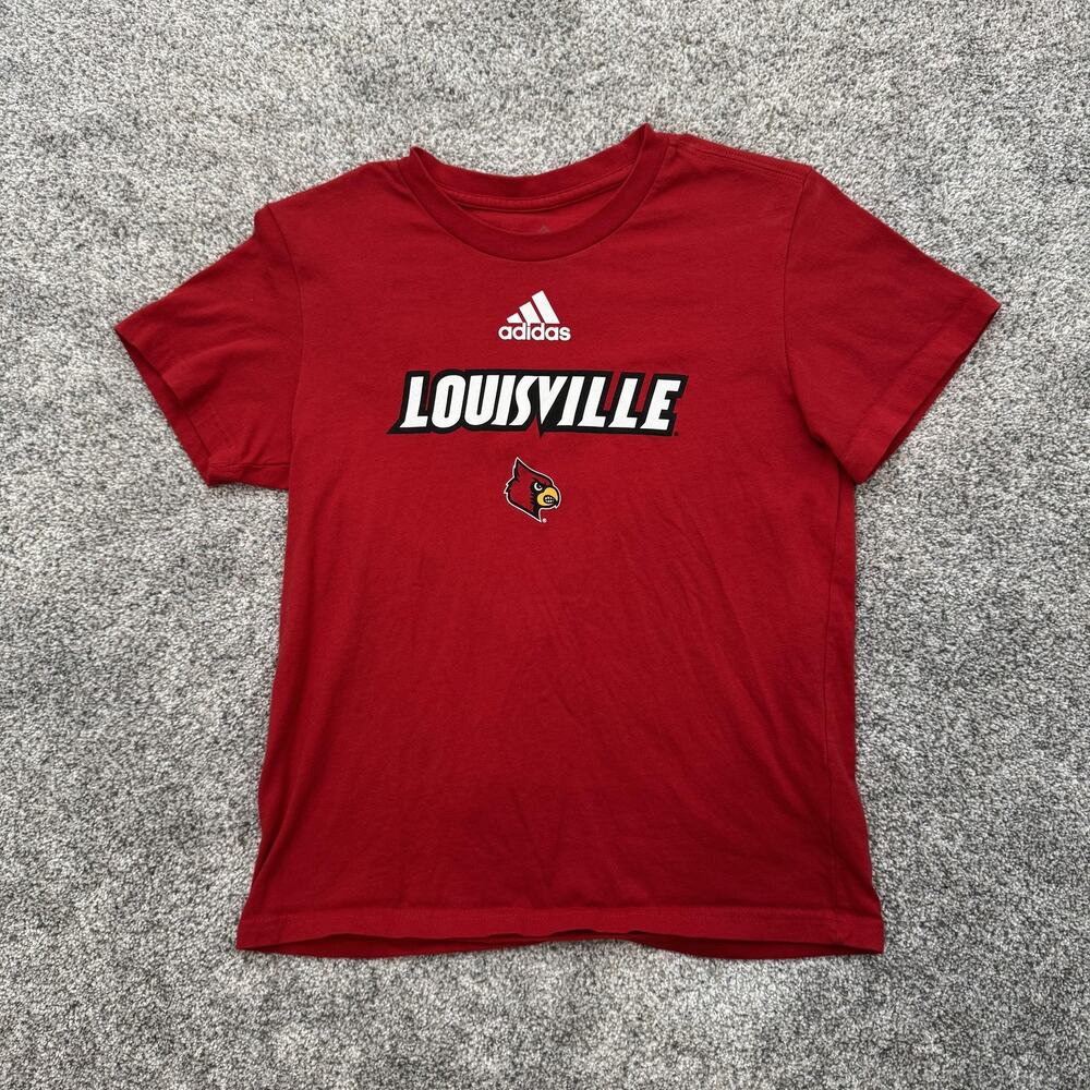 Louisville Cardinals Shirt Womens Small Red NCAA Basketball Adidas Cotton Tee